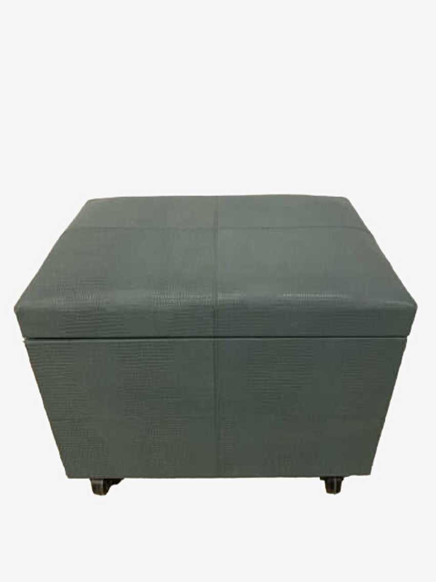 Teal Faux Leather Storage Ottoman on Wheels - image 0