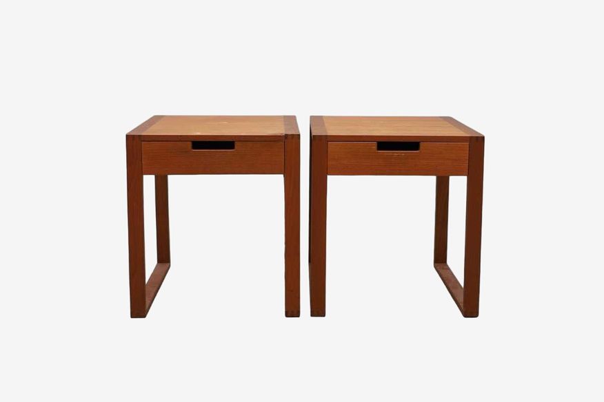 Pair Of Single Drawer Nightstands / Side Tables In Teak - image 0