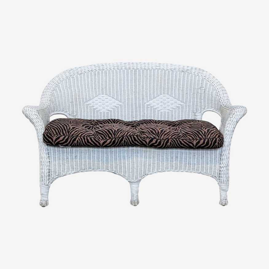 Vintage Style White Wicker Loveseat - image 0