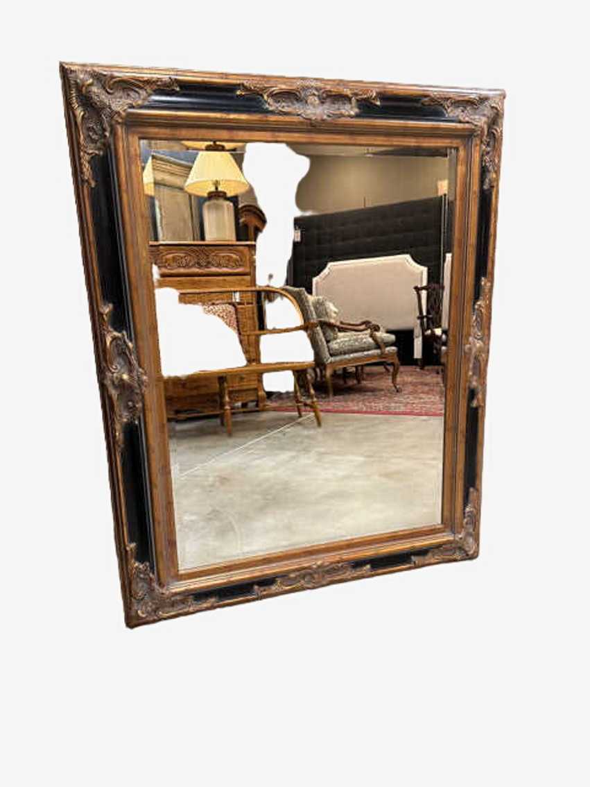 Carolina Mirror Company Black & Gold Carved Framed Mirror - image 0