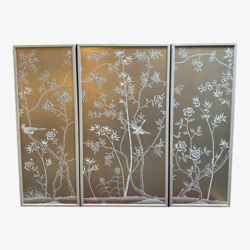 Custom De Gournay Hand Painted Wallpaper Panels, Set of 3 - image 0