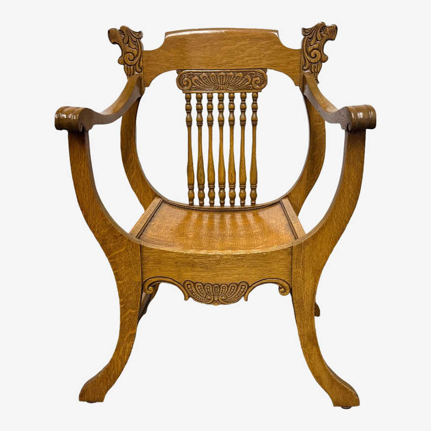 Antique the Ford & Johnson Co. Oak Wood Throne Chair - image 0