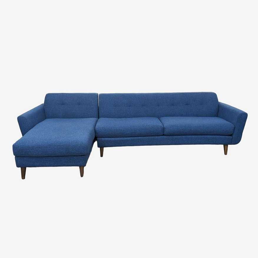 Living Spaces Modern Blue Sectional Sofa with Chaise - image 0