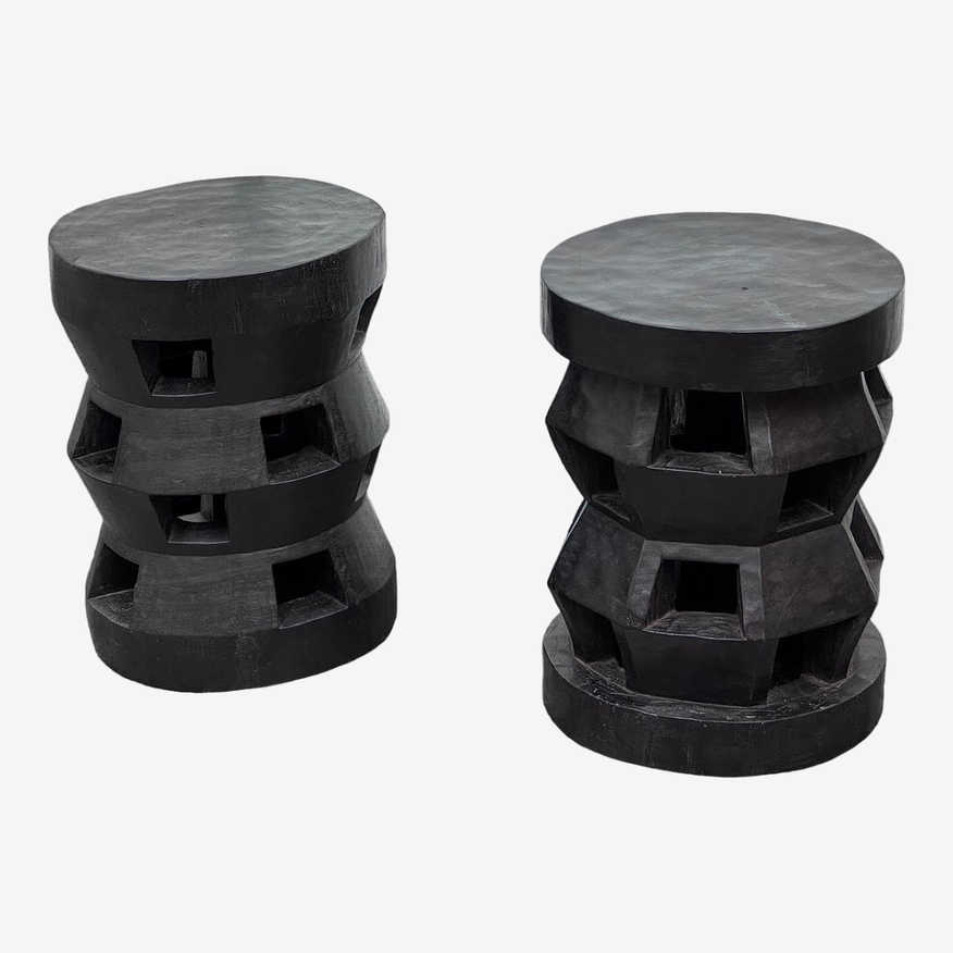 Hand Crafted African Wood Stools, a Pair - image 0