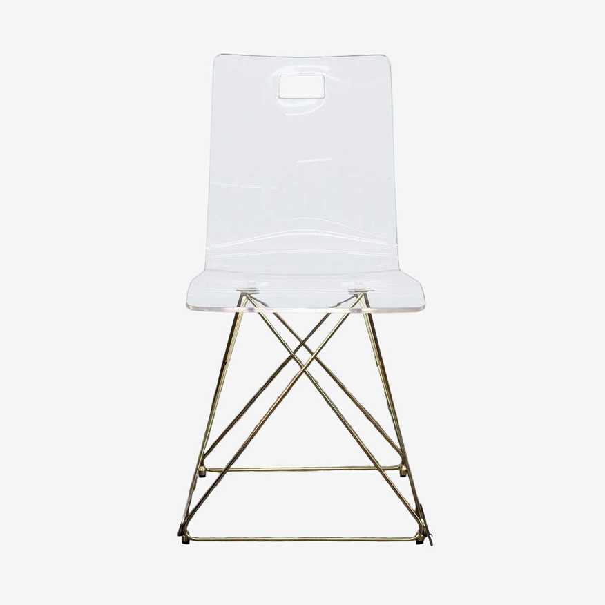 Pottery Barn Teen Clear Acrylic Side Chair with Gold Frame - image 0