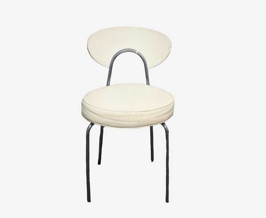 Vintage Mid Century Modern White Chrome Side Chair Vanity Chair - image 0