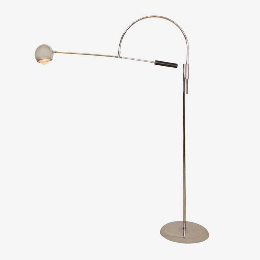 Vintage Robert Sonneman Orbiter Chrome Adjustable Swing-Arm Floor Lamp C1960s - image 0