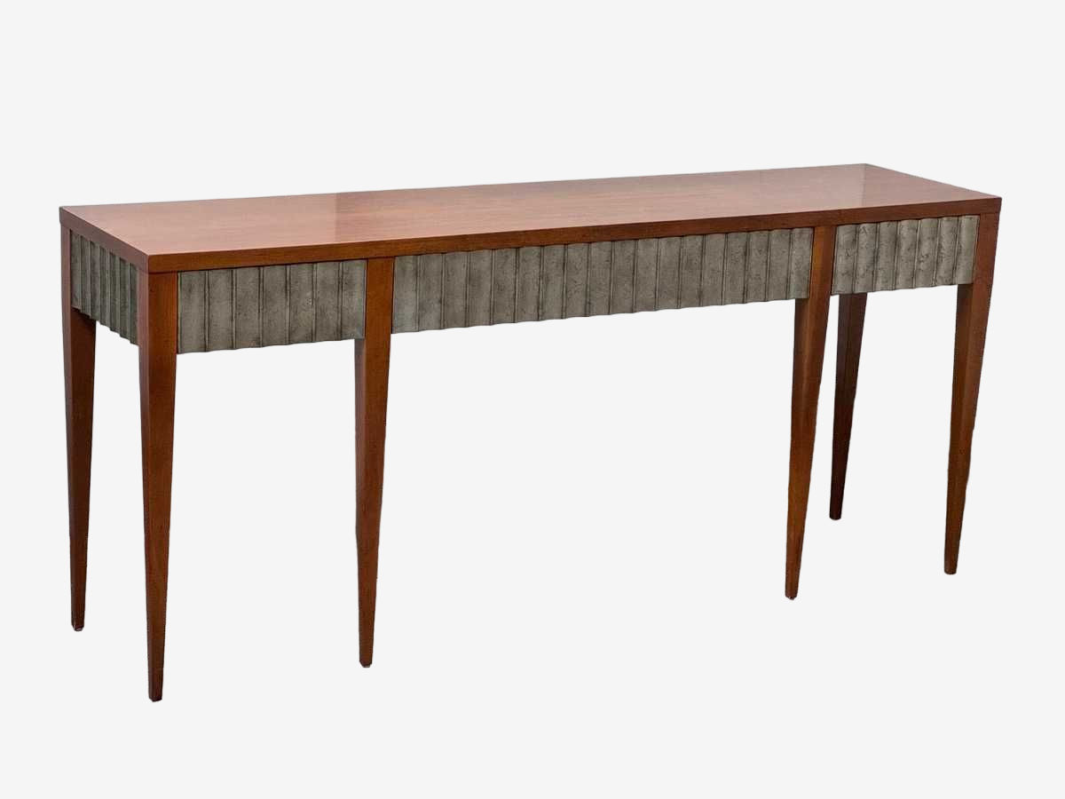 1990's John Black for Baker Furniture Silver Leaf Fluted Long Console ...