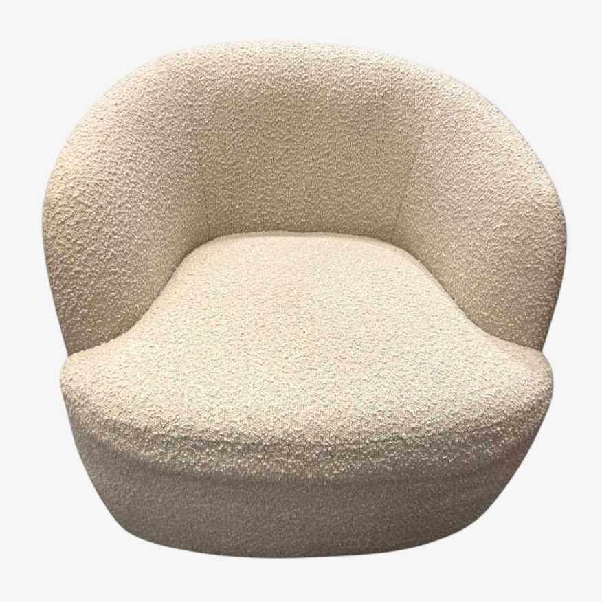 CB2 Gwyneth Ivory Boucle Swivel Chair by Goop - image 0