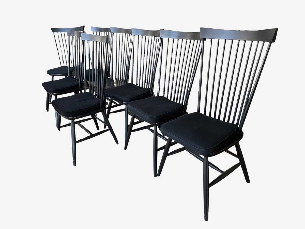 8 Black Crate Barrel Marlow Windsor Dining Chairs MD219 18 Kashew