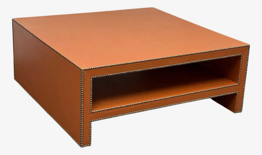 Custom Design Orange Leatherette Coffee Table - image 0