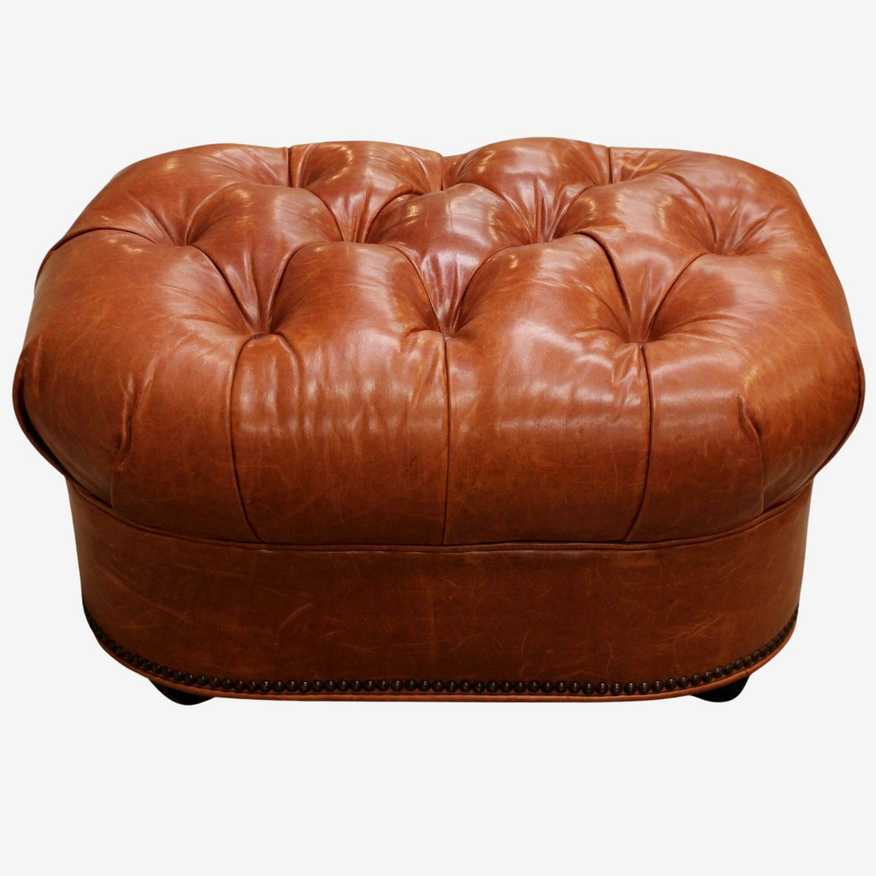 Tufted Leather Ottoman - image 0