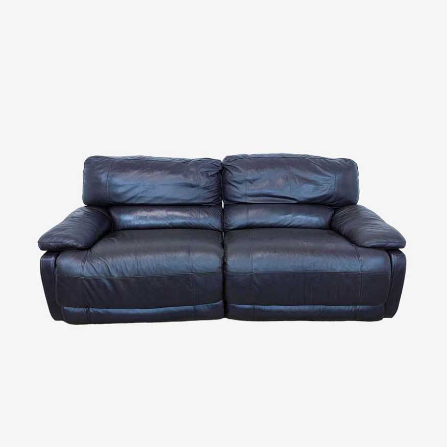Macy’s Black Leather Reclining Loveseat - image 0