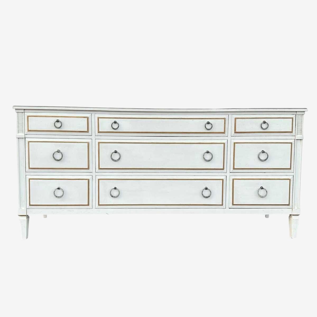 green emerald velvet dress Swedish 9 Drawer Dresser in Light Blue with White and Gold Trim