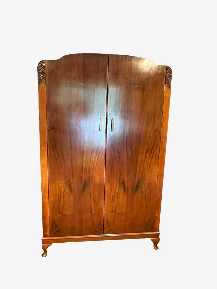 Vintage Walnut Double Wardrobe w/Cabriolet Legs & Shelves PD138-30 - image 0