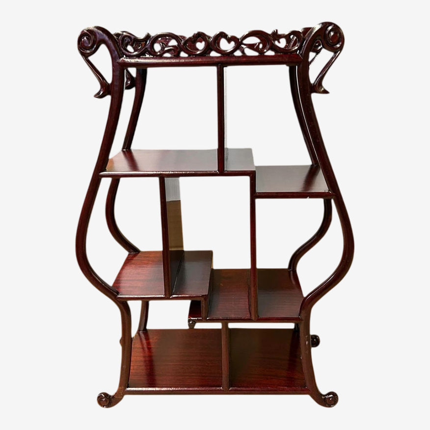 10.5" Reddish Brown Vase Shape Table Top Layers Curio Display Stand - image 0