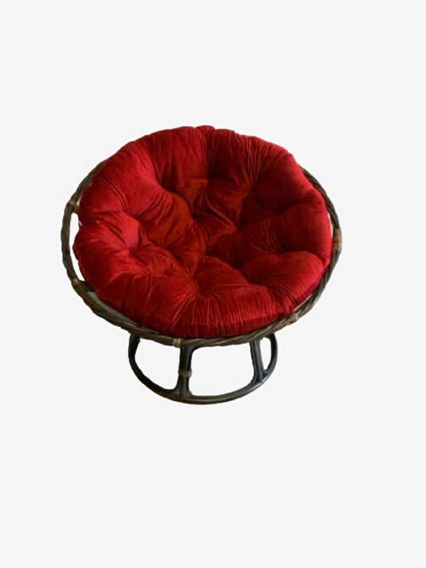 Pier 1 Twisted Dark Bamboo Papasan Chair with Red Plush Cushion - image 0