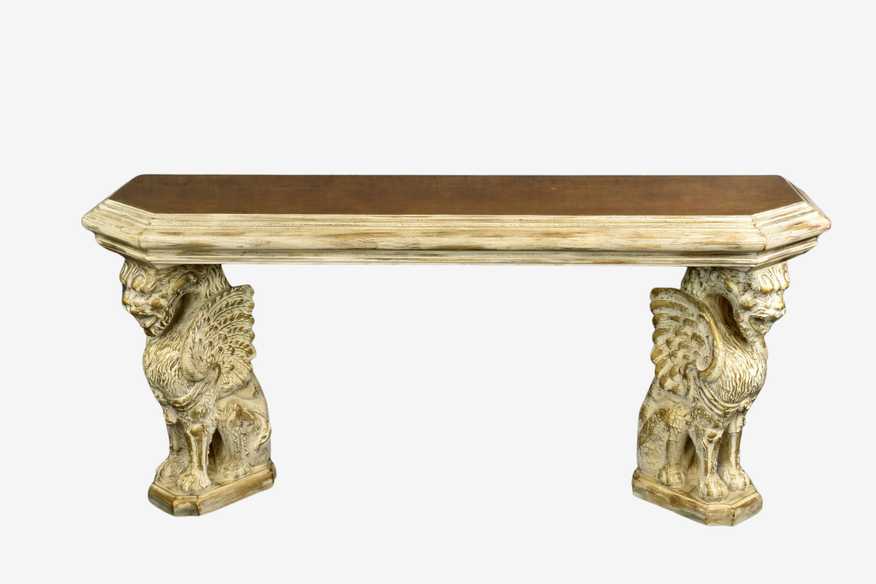 70s Signed Phyllis Morris San Simoen Griffin Gold Leaf Console/Sofa Table - image 0