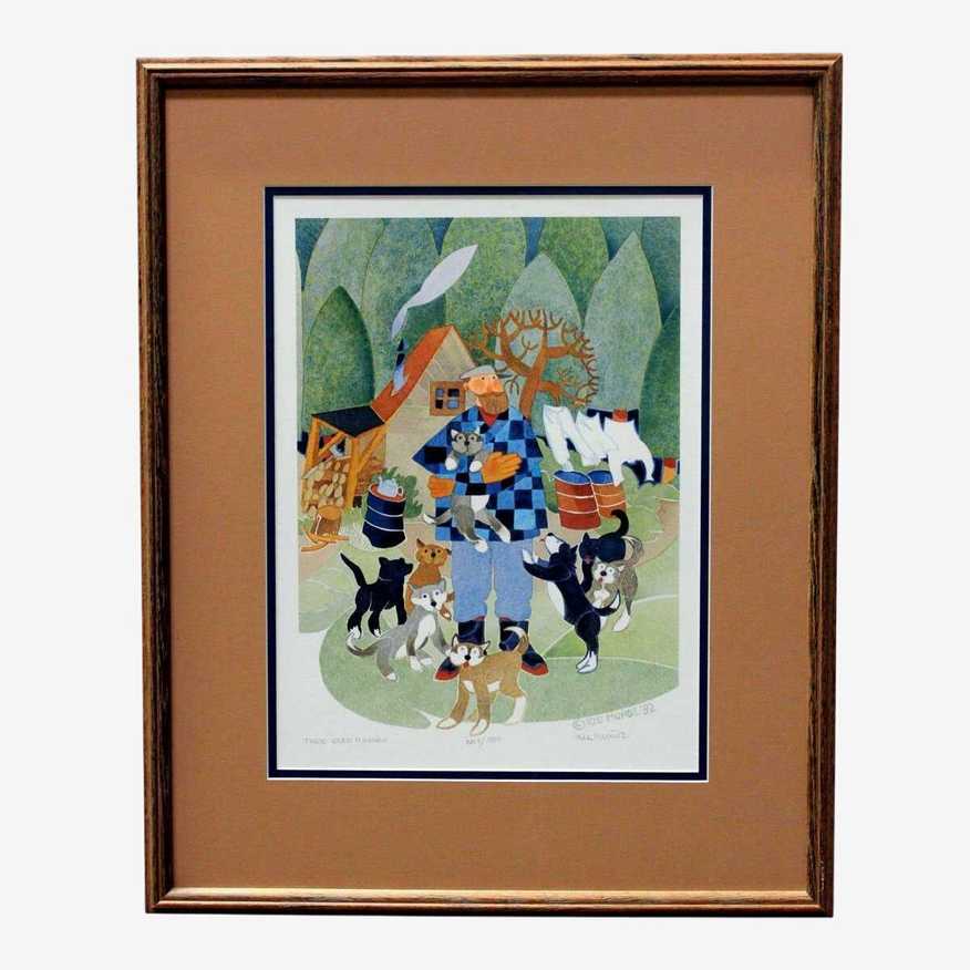 Framed Limited Edition Print 'Free Sled Puppies' by Rie Munoz - image 0