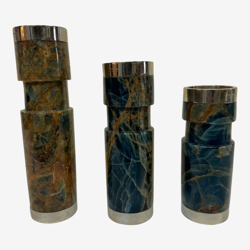 Airedelsur Onyx + Alpacasilver Candleholders, Set of Three - image 0