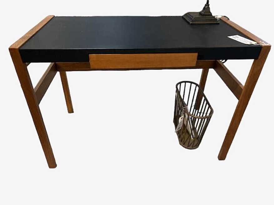 DWR Risom Desk in Walnut with Black Leather Top - image 0