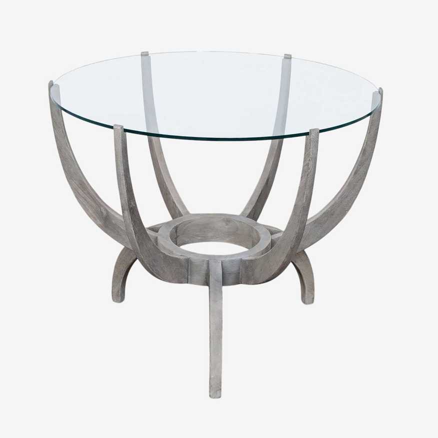 Glass Top End Table with Wood Base - image 0