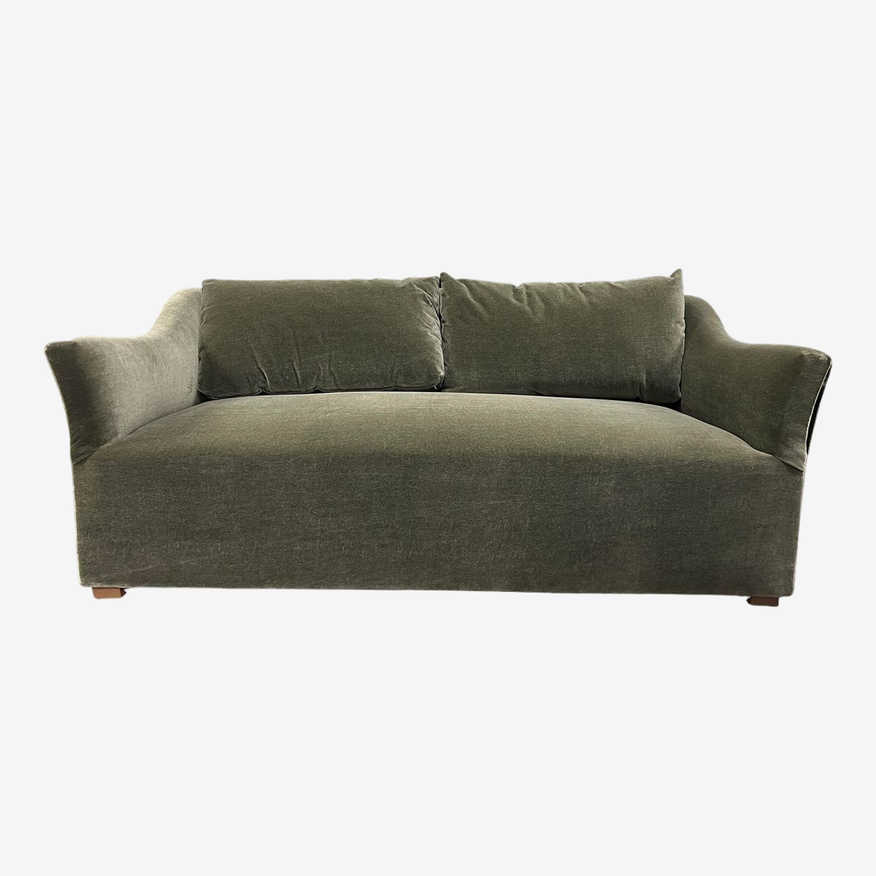 Custom Design Olive Green Performance Velvet Sofa - image 0