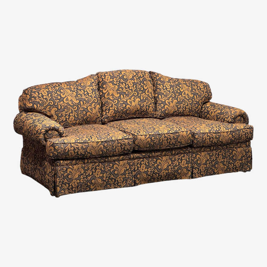Pearson Furniture Custom Design Acanthus Leaf Navy + Bronze Sofa - image 0