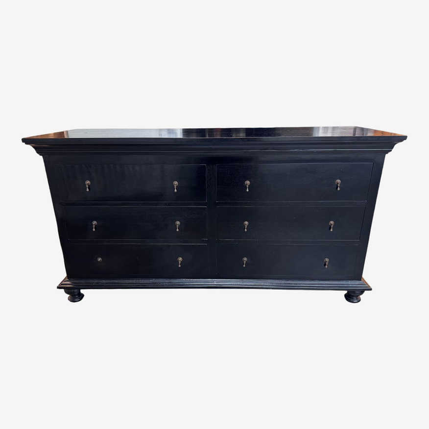 Custom Farmhouse Black Six Drawer Dresser - image 0