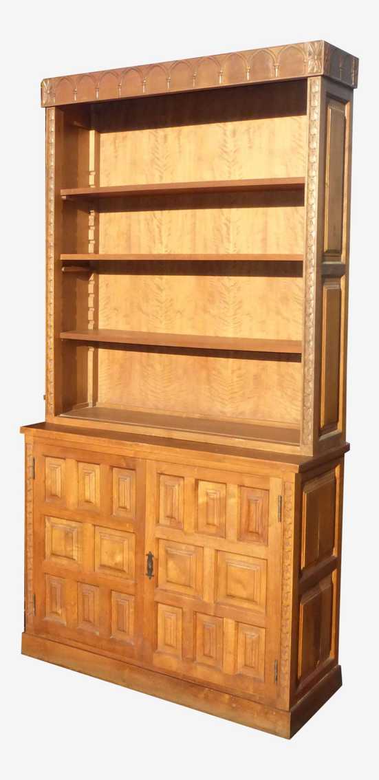 Vintage Mid Century Modern Bookcase Storage Cabinet W Shelves Spanish Style - image 0