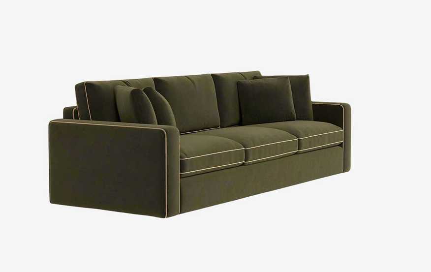 Interior Define James 3-Seat Sofa Couch Sage Green w Contrast Piping FFE258-349 - image 0