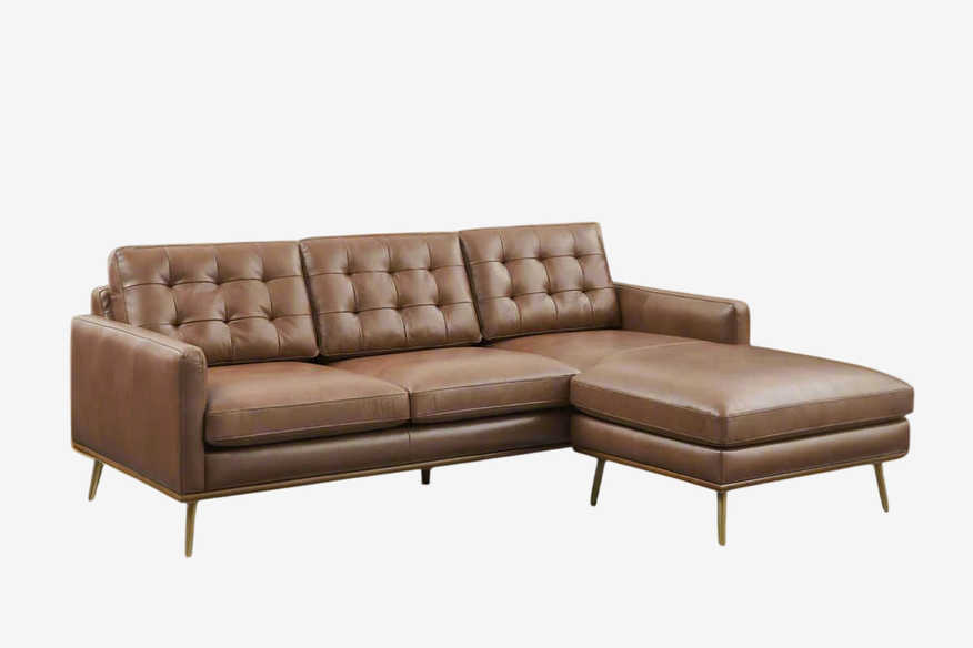 Castlery Isaac Reversible Brown/Cognac Leather Sectional Sofa FFE258-200 - image 0