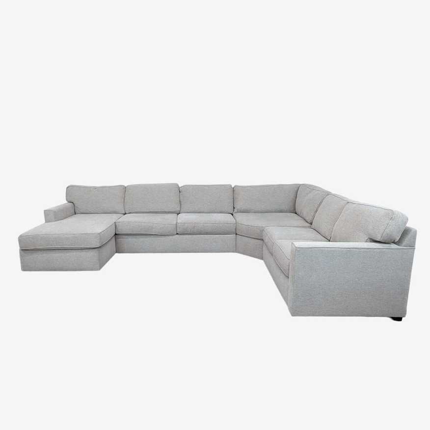 Living Spaces Neutral Gray Sectional Sofa with Chaise - image 0
