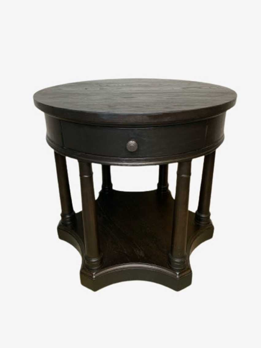Bernhardt Belgian Oak Black Wooden One Drawer Round Accent Table - image 0