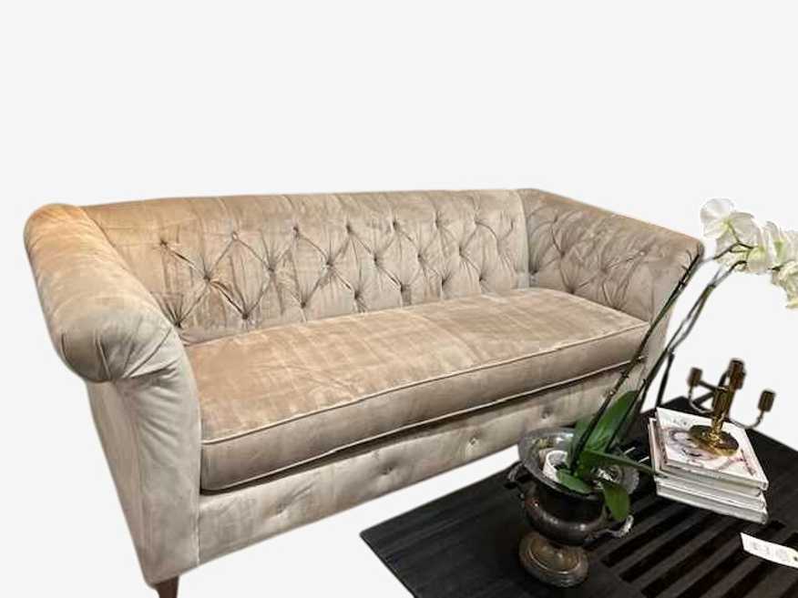Sam Moore Custom Velvet Tufted Sofa - image 0