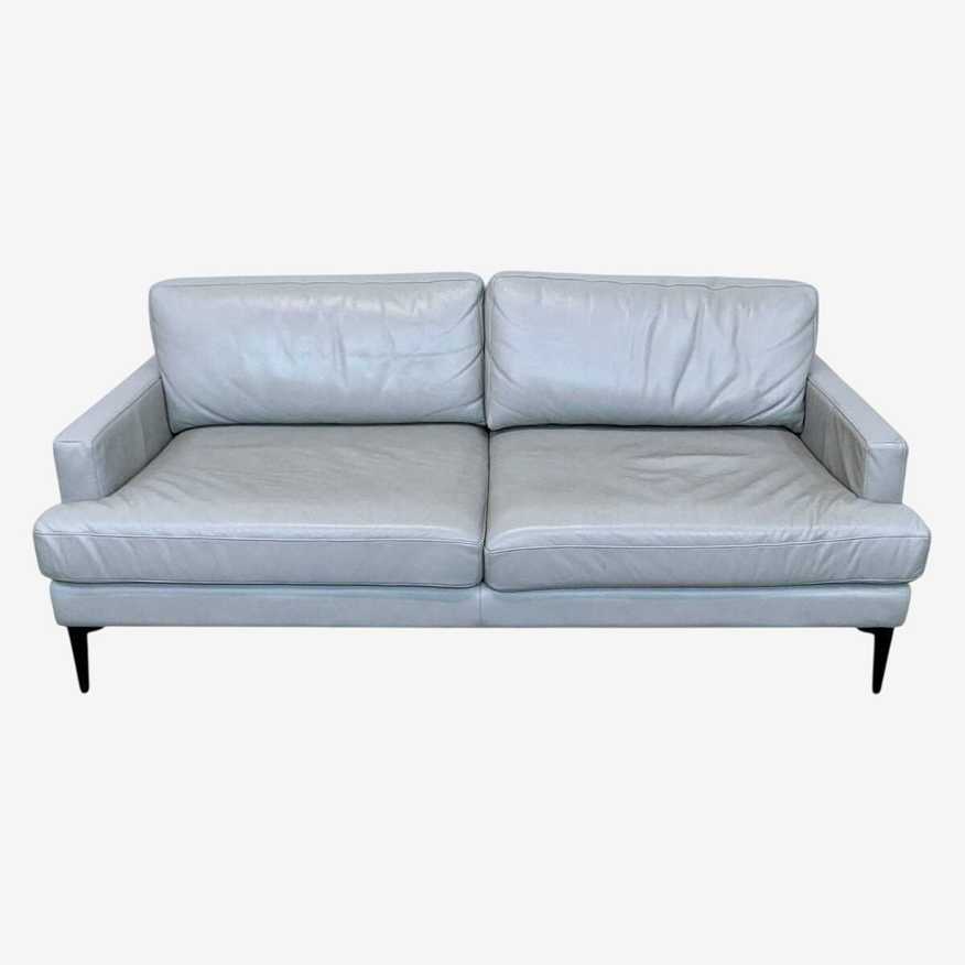 West Elm Modern Andes Leather Sofa in Cement Gray - image 0