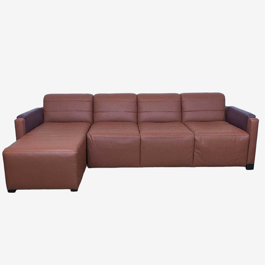 Modern Brown Leather L-Shaped Sectional Sofa with Chaise - image 0