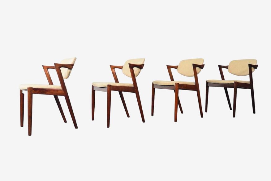 Sold - Set Of Four Kai Kristiansen Model 42 Dining Chairs In Dark Stained Teak - image 0