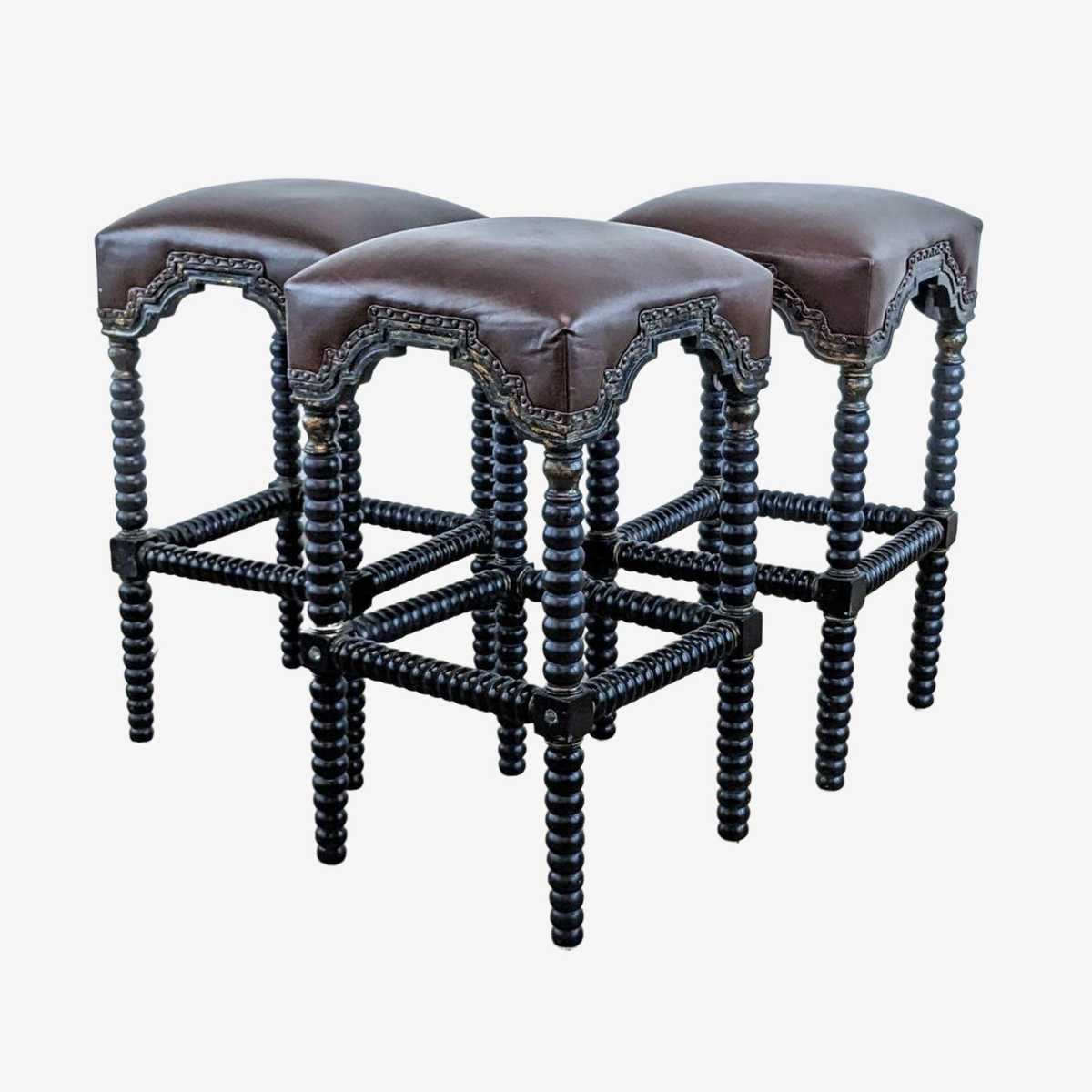 Luxe Leather Marlo Bar Stools Kashew