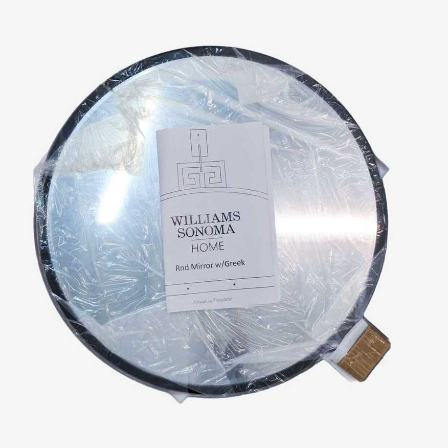 Williams Sonoma Round Mirror with Greek Key Accent - Black Frame - image 0