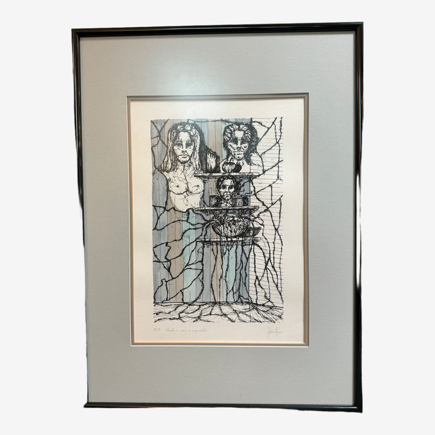 Sabino Riccio "Gruppo Di Famiglio" Lithograph 1970's, Framed - image 0