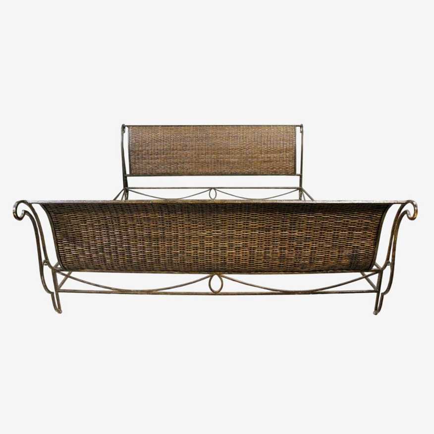 King Size Rattan & Wrought Iron Sleigh Bed - image 0