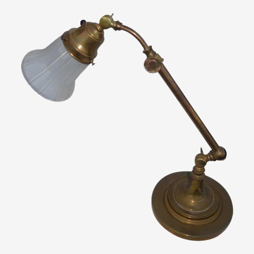 Vintage Industrial Adjustable Brass Table Lamp - image 0