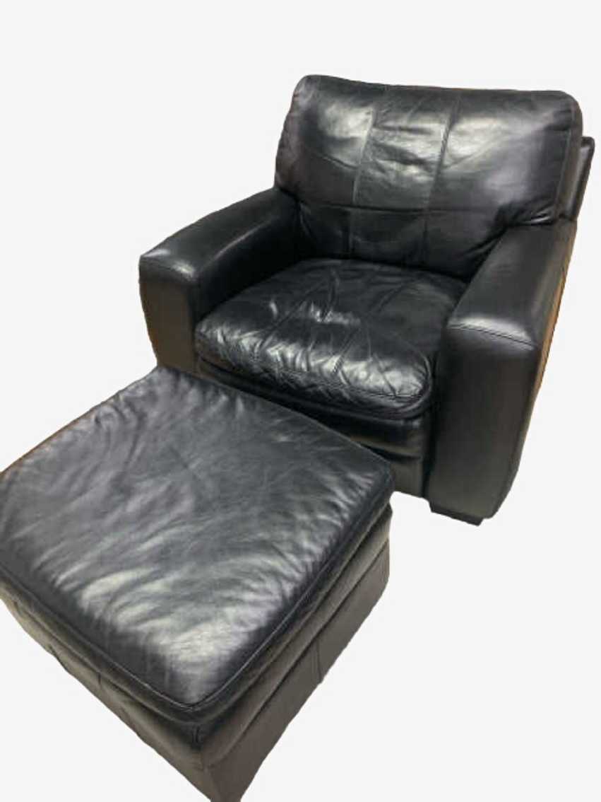 Black Leather Chair With Ottoman - image 0