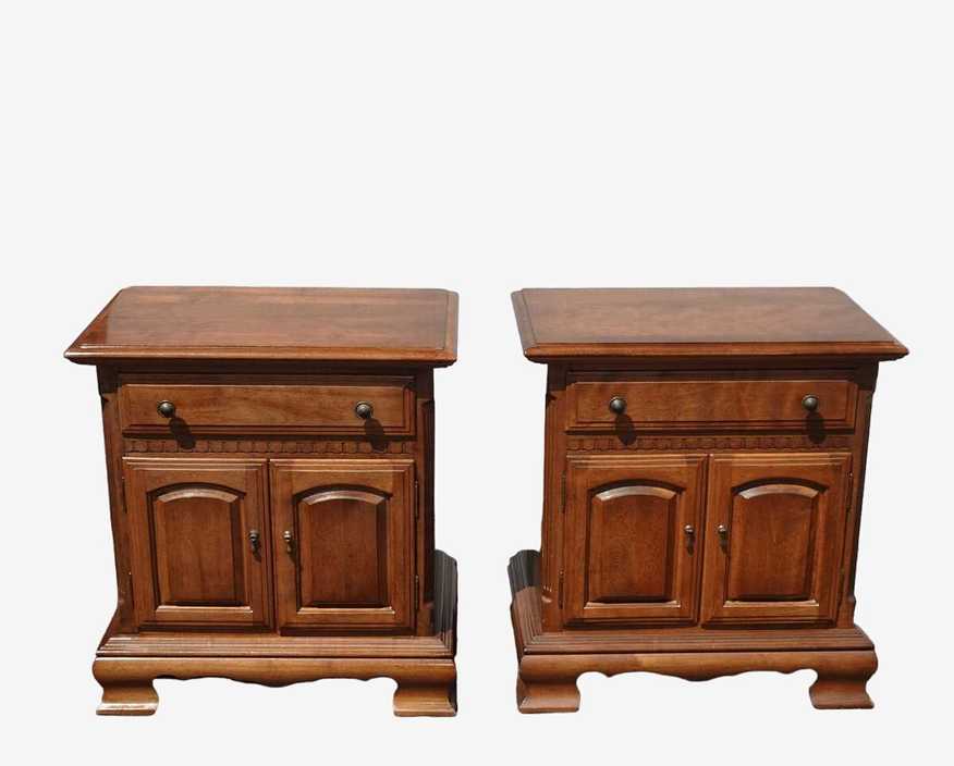 Pair Vintage Ethan Allen Maple Nightstands French Country - image 0