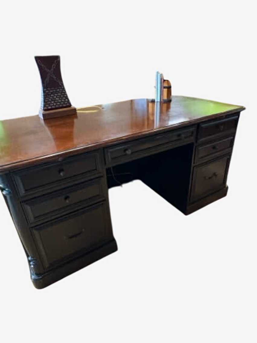 Haverty's Black and Dark Brown Executive Desk - image 0