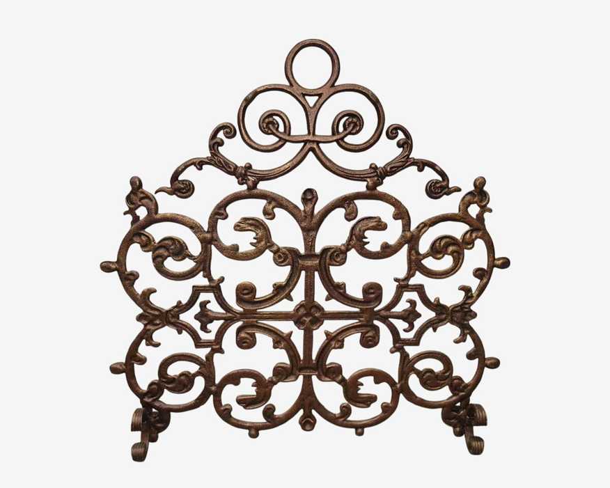 Vintage Ornate Brown Cast Iron Fireplace Screen French Country - image 0