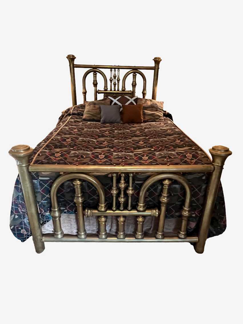 Vintage Brass Tube Queen Bed Headboard & Footboard PD138-22 - image 0