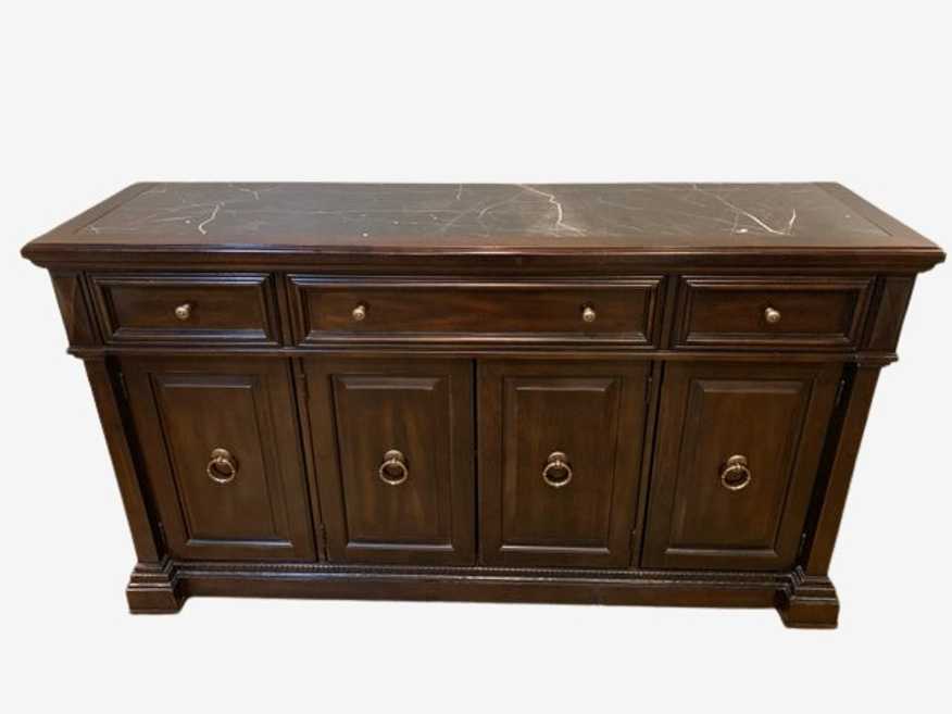 Bernhardt Wooden Buffet With Marble Top And 3 Drawers And 4 Doors - image 0