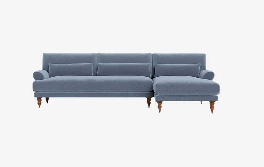 Interior Define Maxwell Chambray Blue Sofa Couch w Chaise  FFE258-407 - image 0